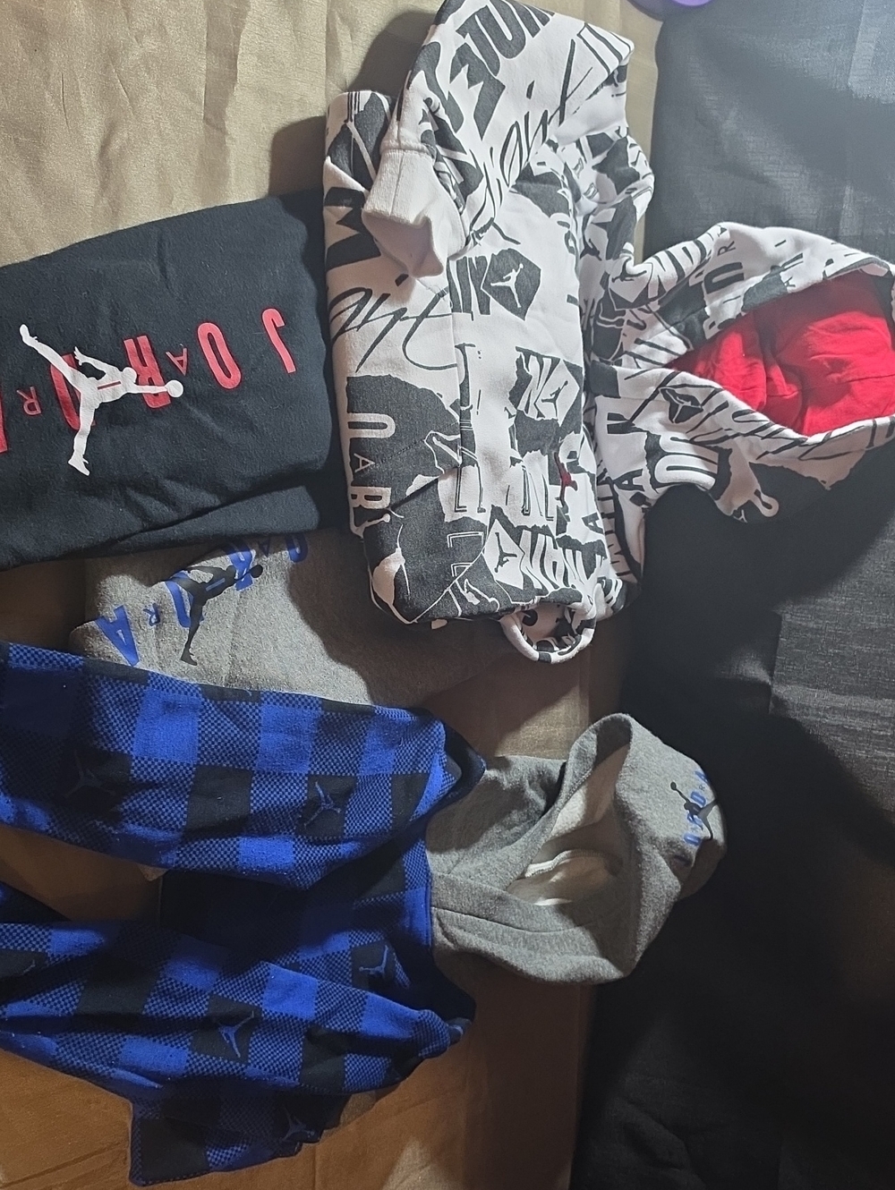 Jordan Mixed Hoodies in Black, White, Blue, Gray, Red Accents
